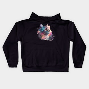 Portrait of an adorable and beautiful cat watercolor Kids Hoodie